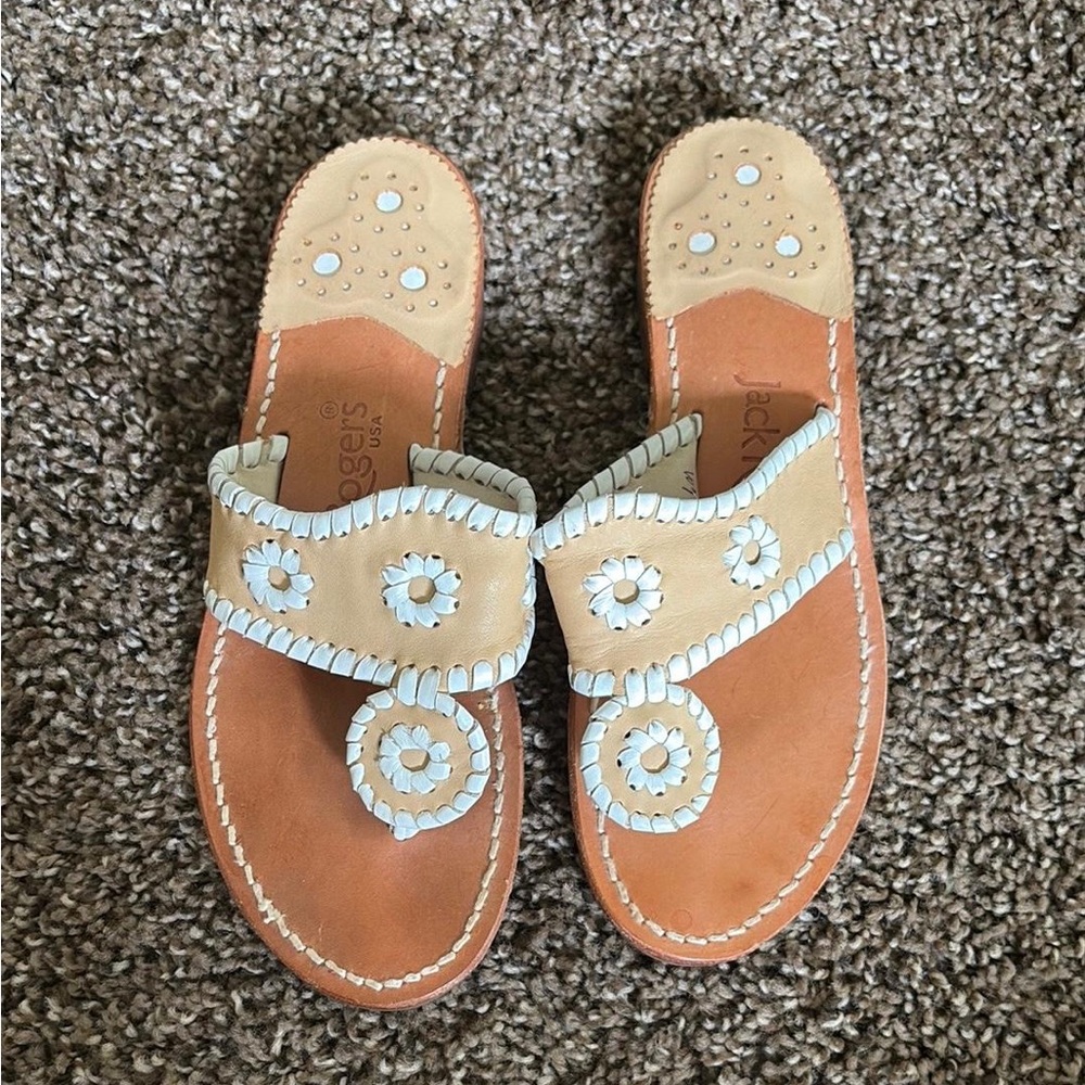 Jack Rogers Cream and Light Blue Sandals - Picture 2 of 6